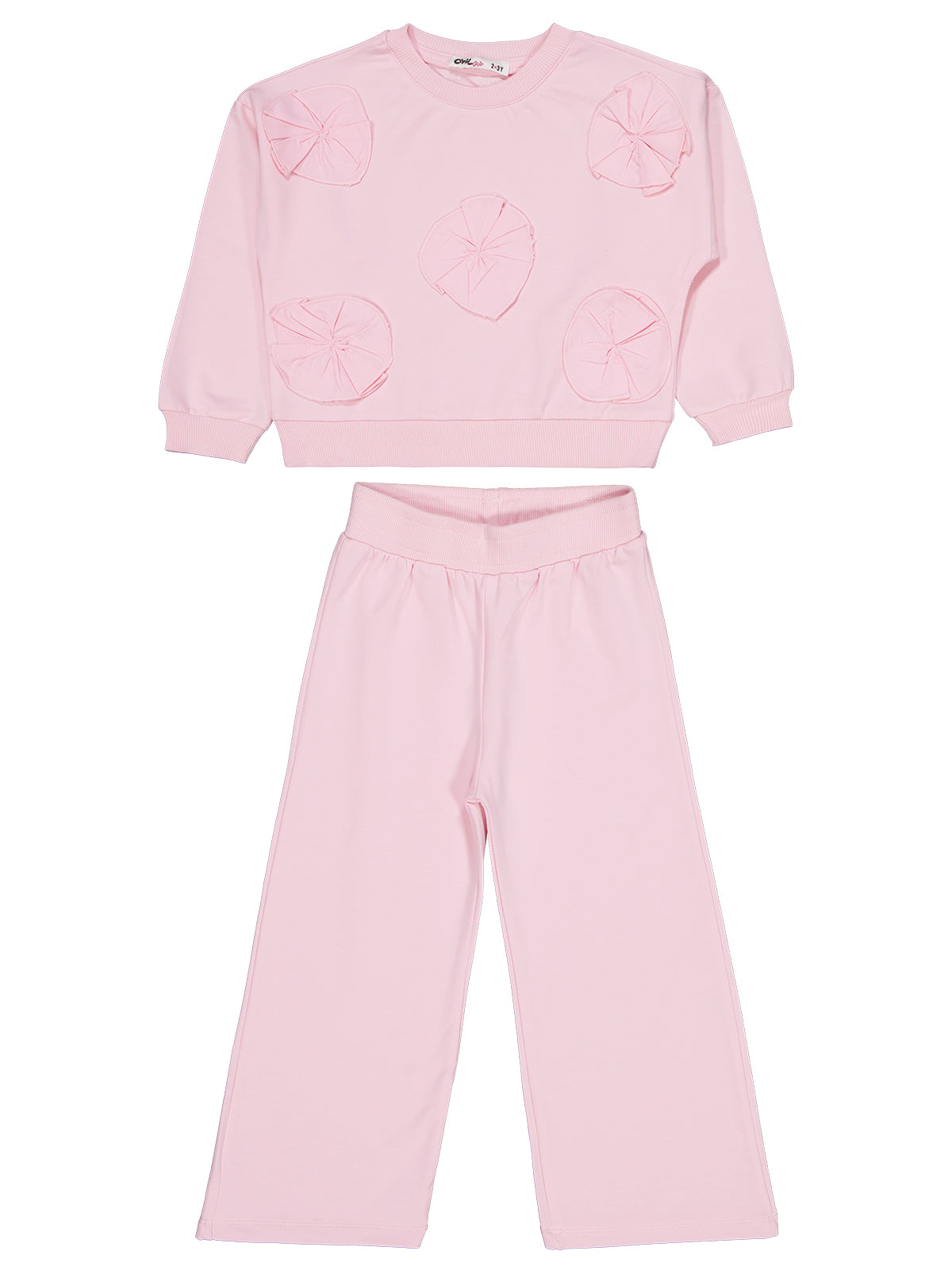 Pink Wide Leg 3D Flower Set