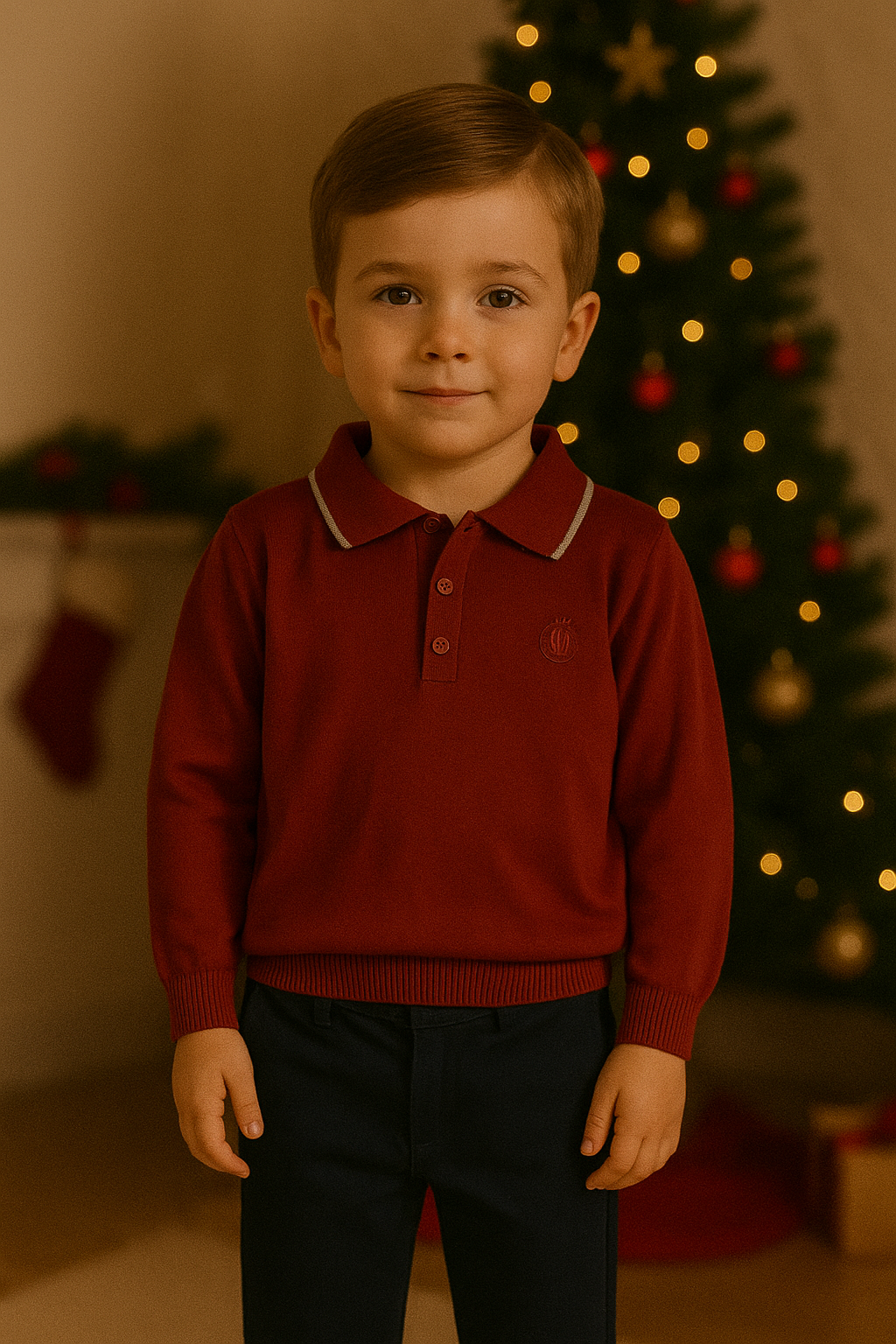 Polo Knit & Navy Pants Set