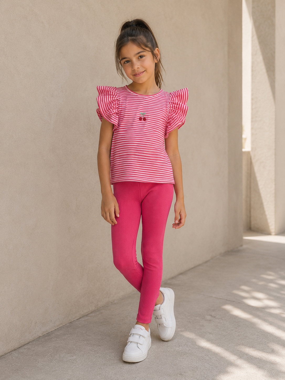 Striped Cherry Legging Set