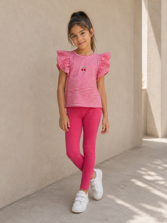 Striped Cherry Legging Set