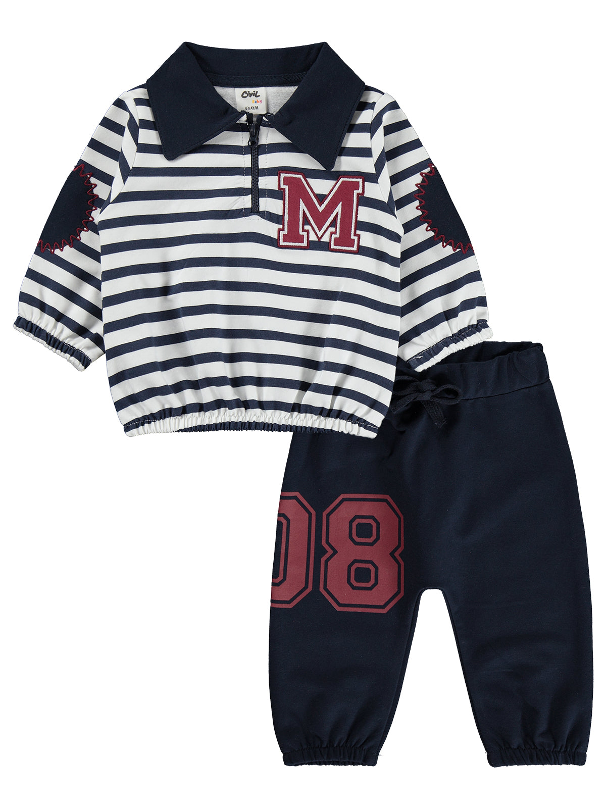 Polo Navy Striped Baby Set