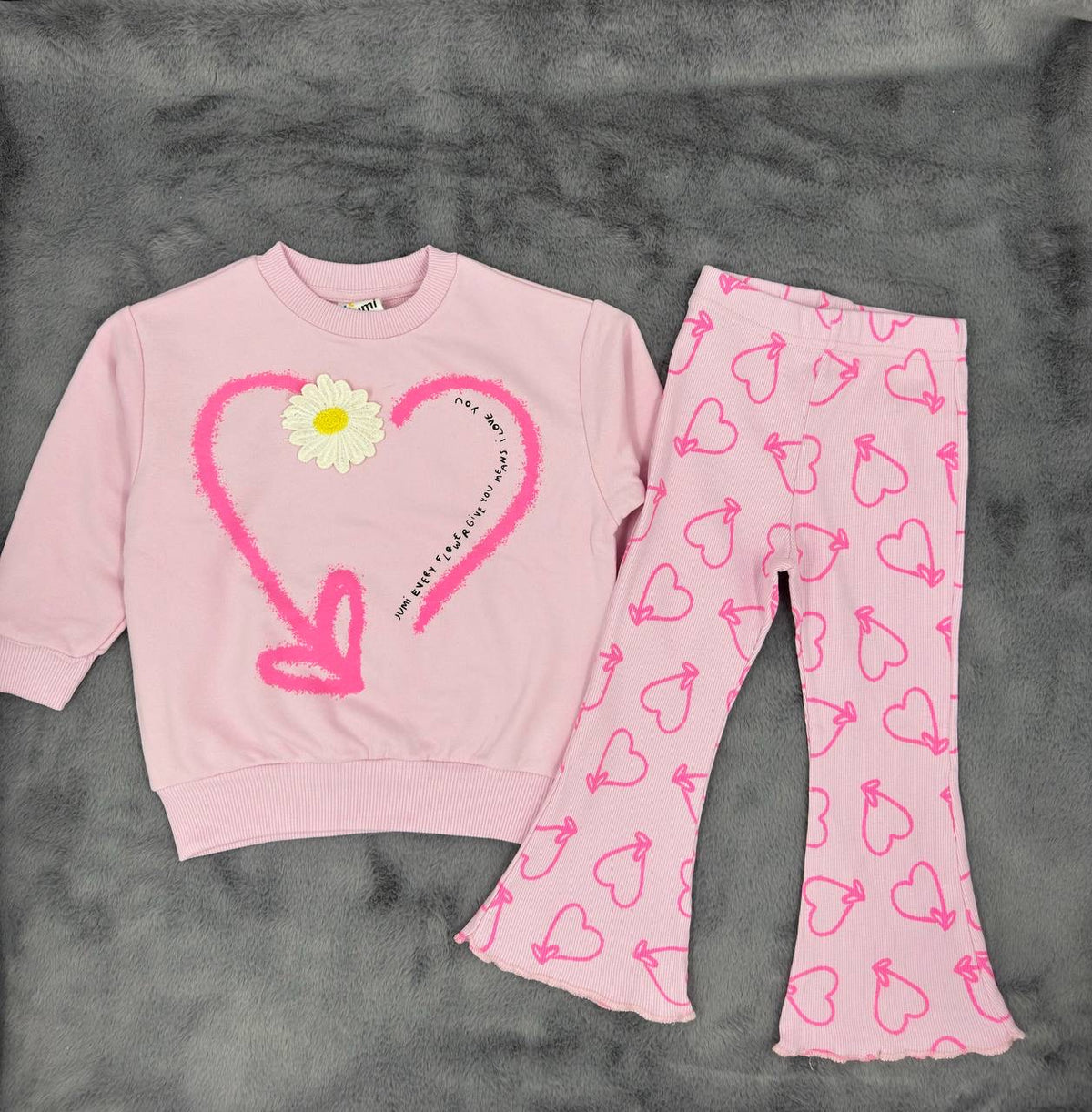 Pink Flower Heart Set