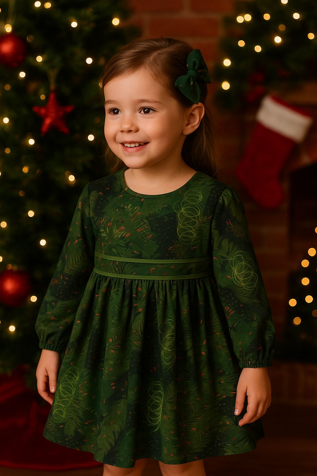 🎨 Abstract Winter Print Dress + Hair Bow (2 Colors) | Monnarosa Milano