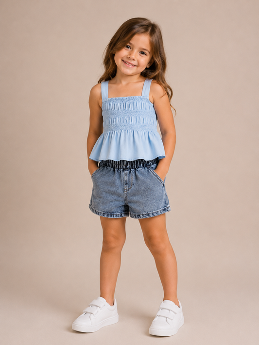 Denim Shorts Set