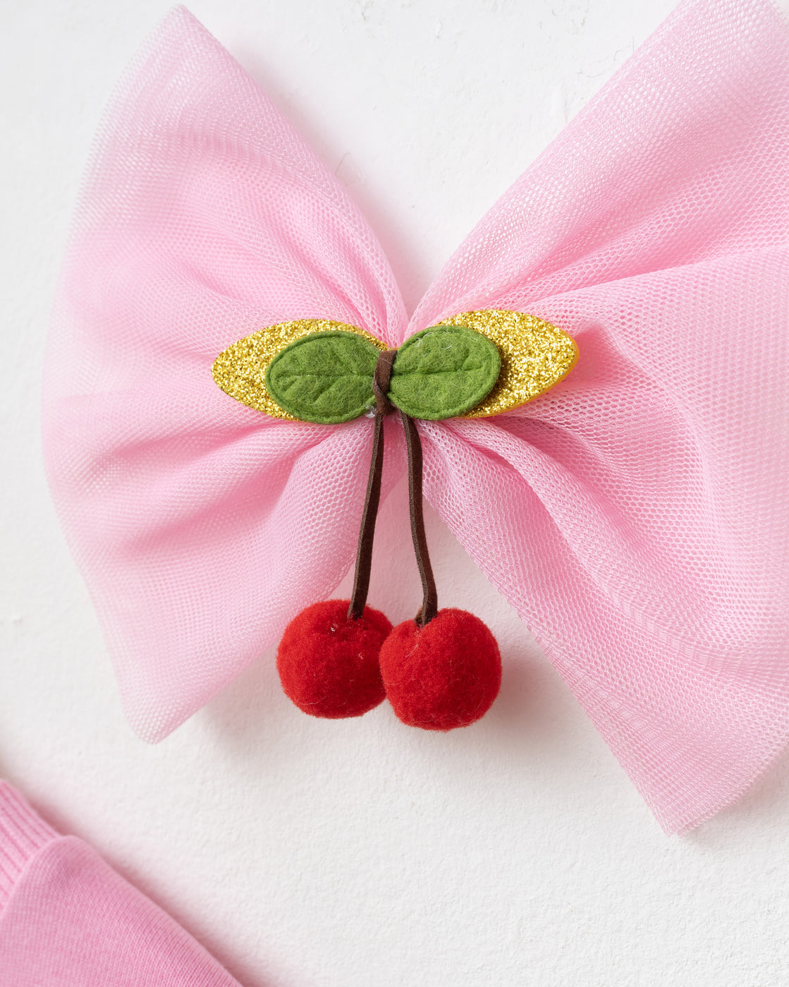 Pink Cherry Tulle Dress + Hair Accessory