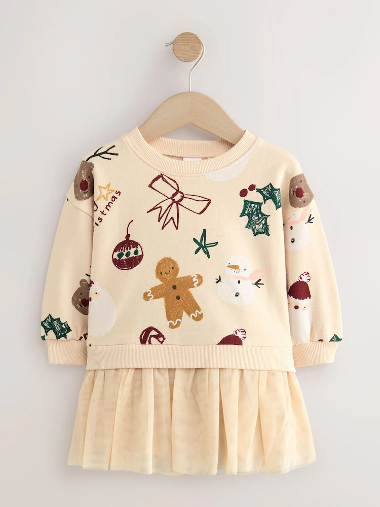 🎀 Gingerbread Christmas Tulle Dress (Original Next)