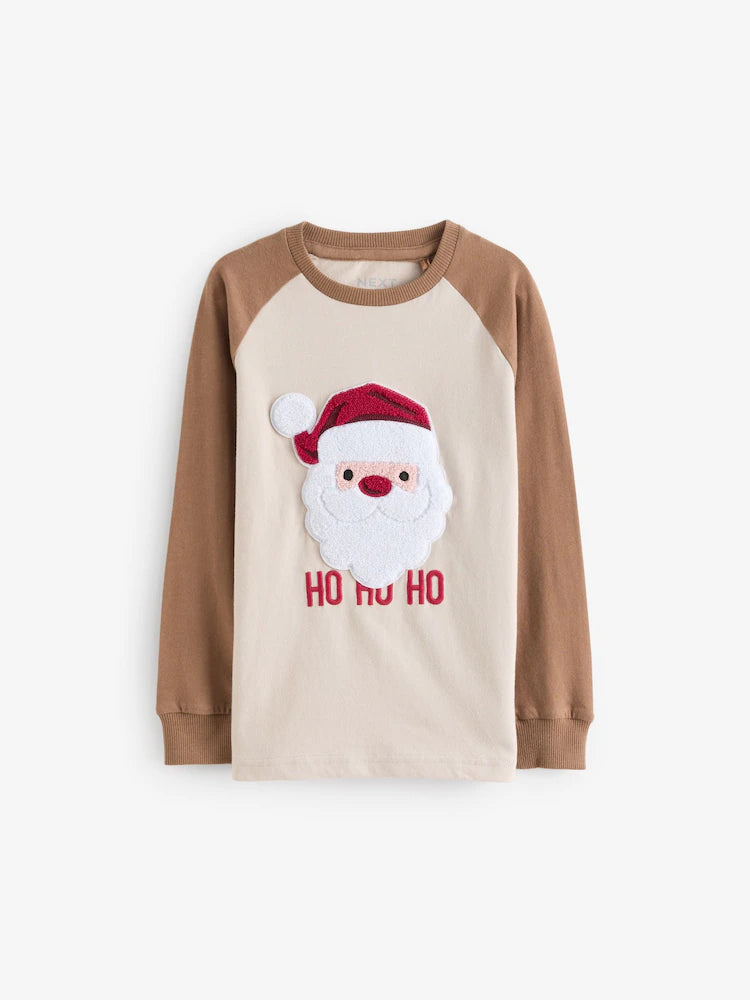 🎅 Ho Ho Ho Chenille Santa Raglan Top | Original Next