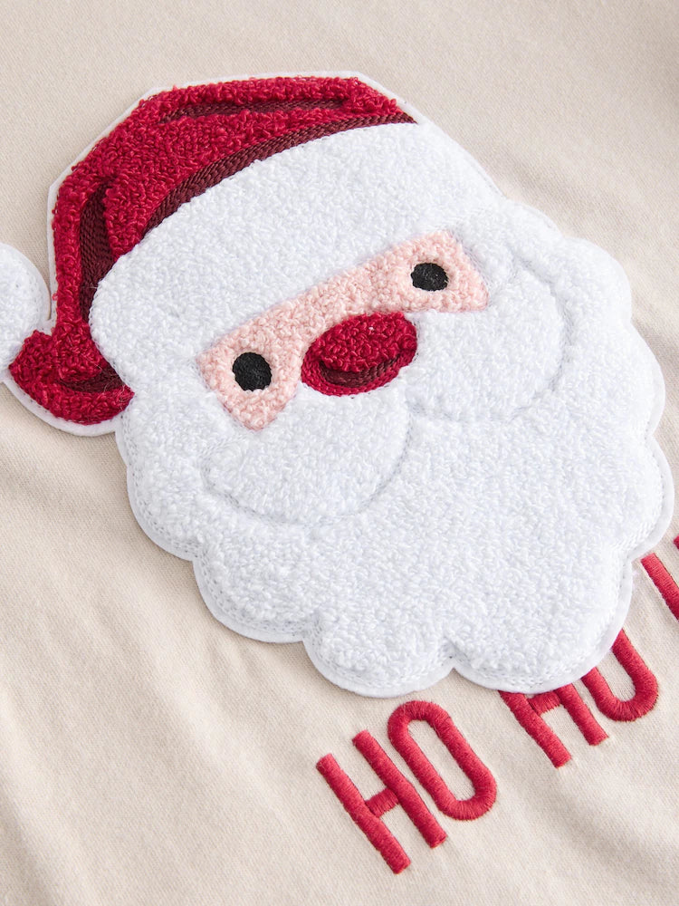 🎅 Ho Ho Ho Chenille Santa Raglan Top | Original Next