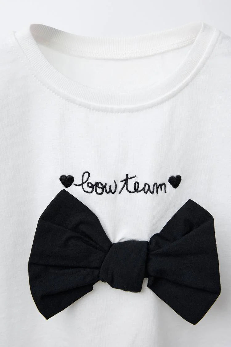 Chic Bow Tee & Balloon Denim Set