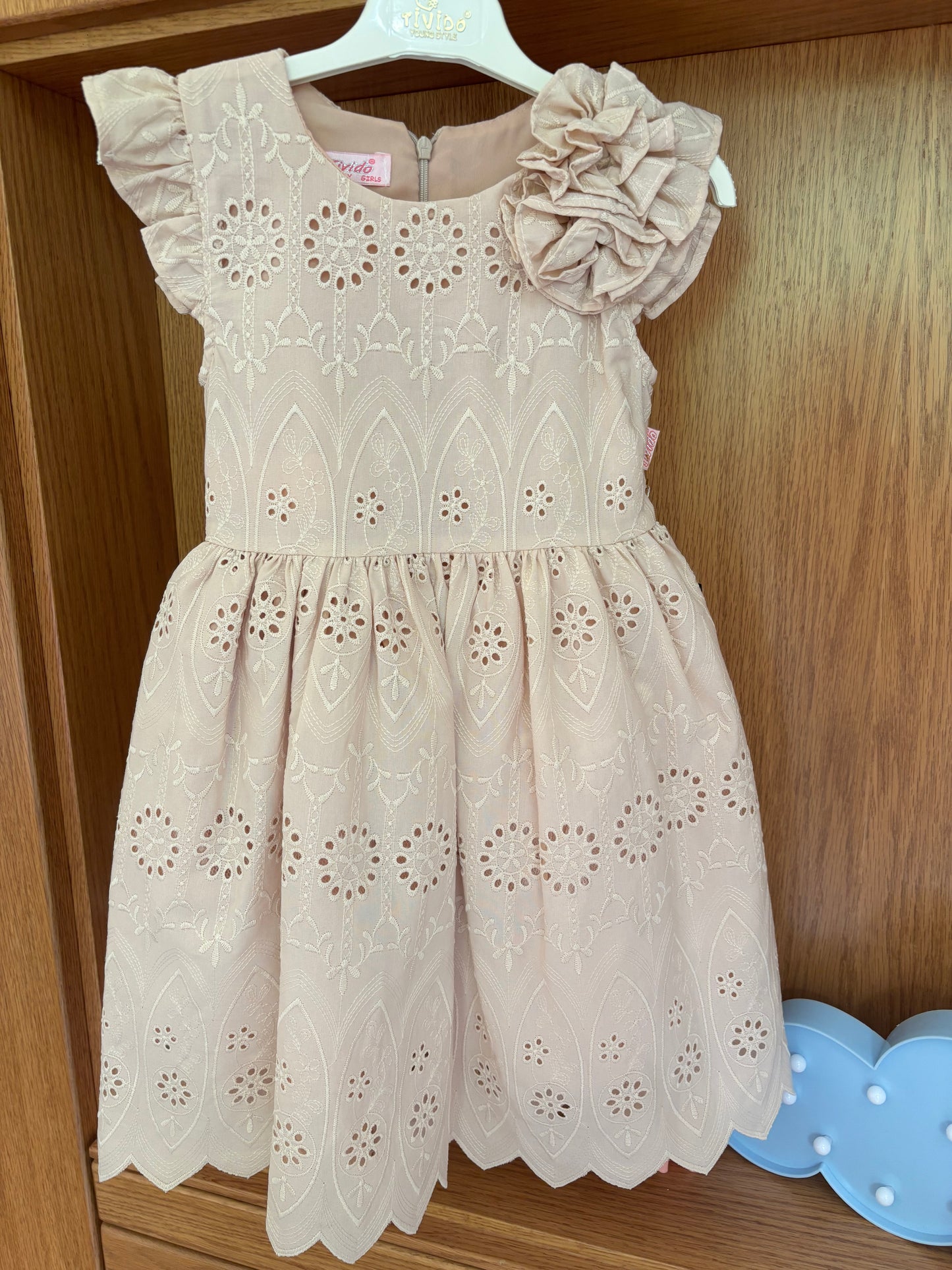 Beige Embroidered Dress