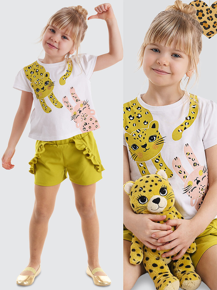 Funny Cats Girl Top & Shorts Set