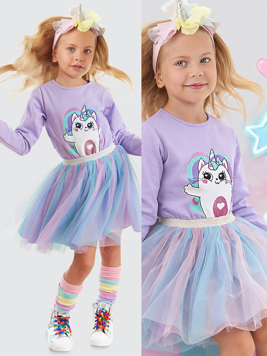 Catcorn Tulle Dress & Rainbow Leg Warmers