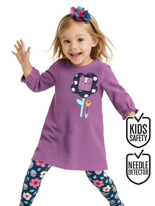Flower Lilac Velvet Dress
