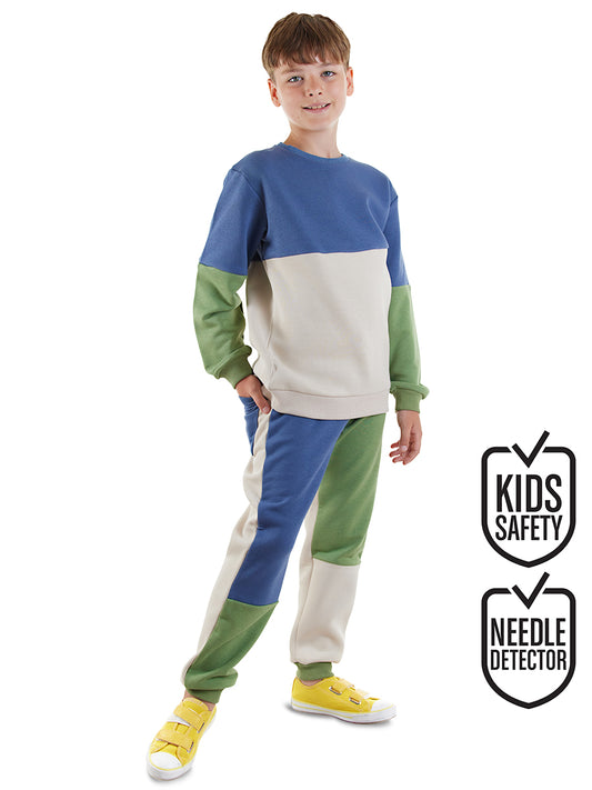 Blue & Green Colorblock Tracksuit