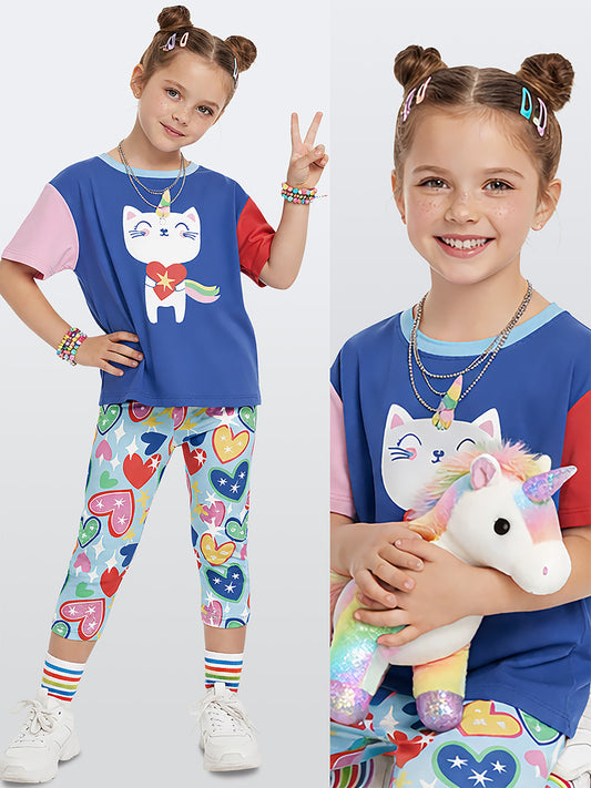 Unicorn Cat Girls 2-piece Set T-shirt-Leggings