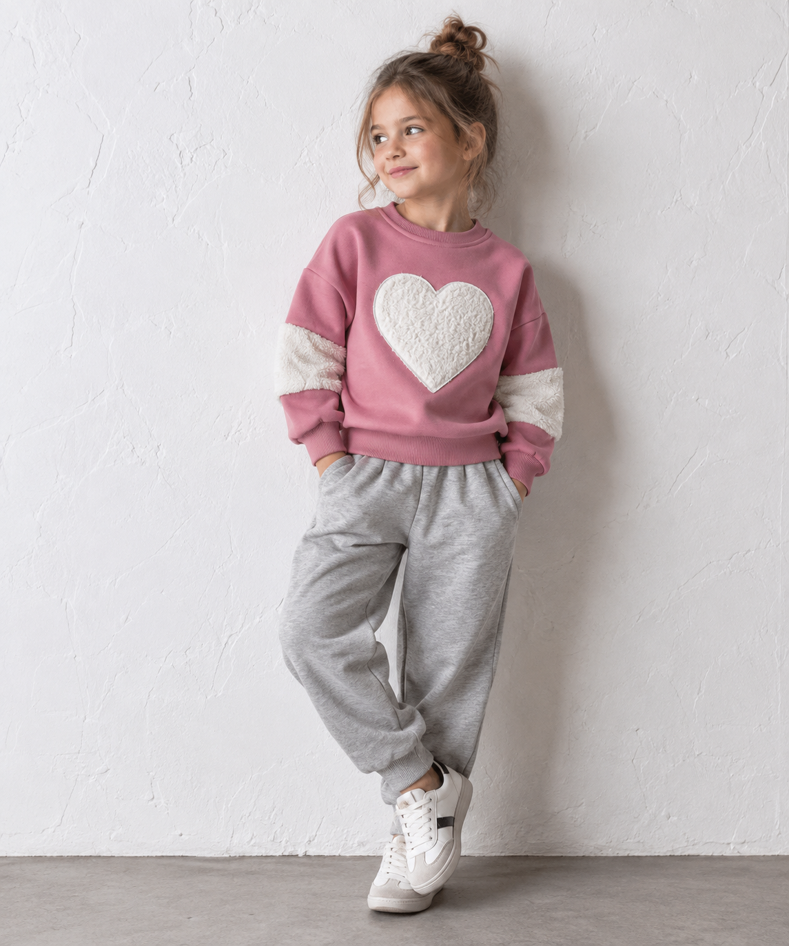 Pink & Grey Heart Tracksuit