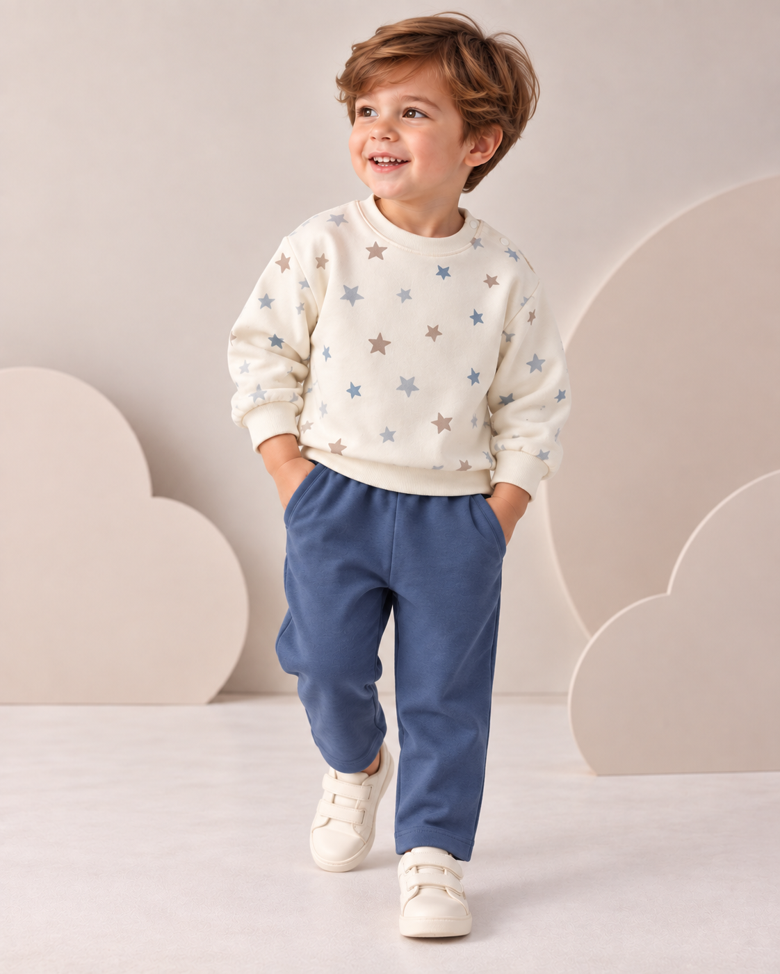Beige & Navy Stars Set