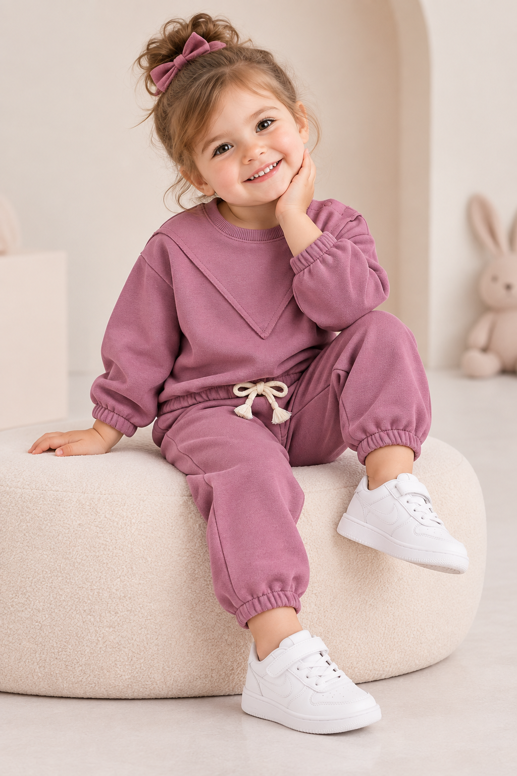 Basic Dark Dusty Rose Baby Joggers Set