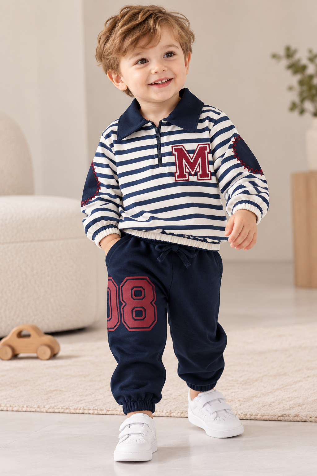 Polo Navy Striped Baby Set
