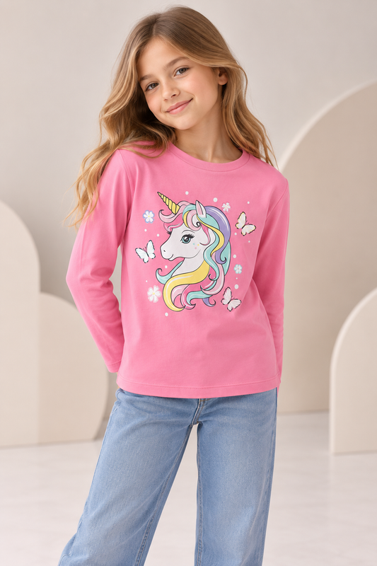 Pink Unicorn Long Sleeves Tshirt