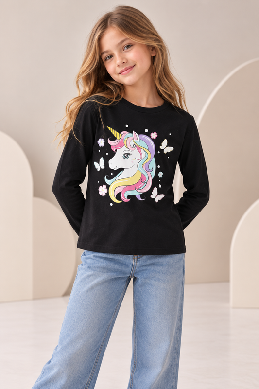 Black Unicorn Long Sleeves Tshirt