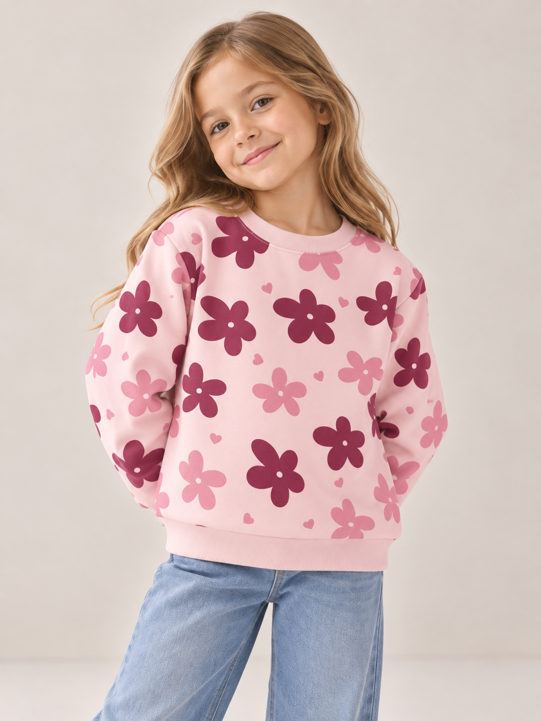 Soft Pink Flowers Sweatshirt