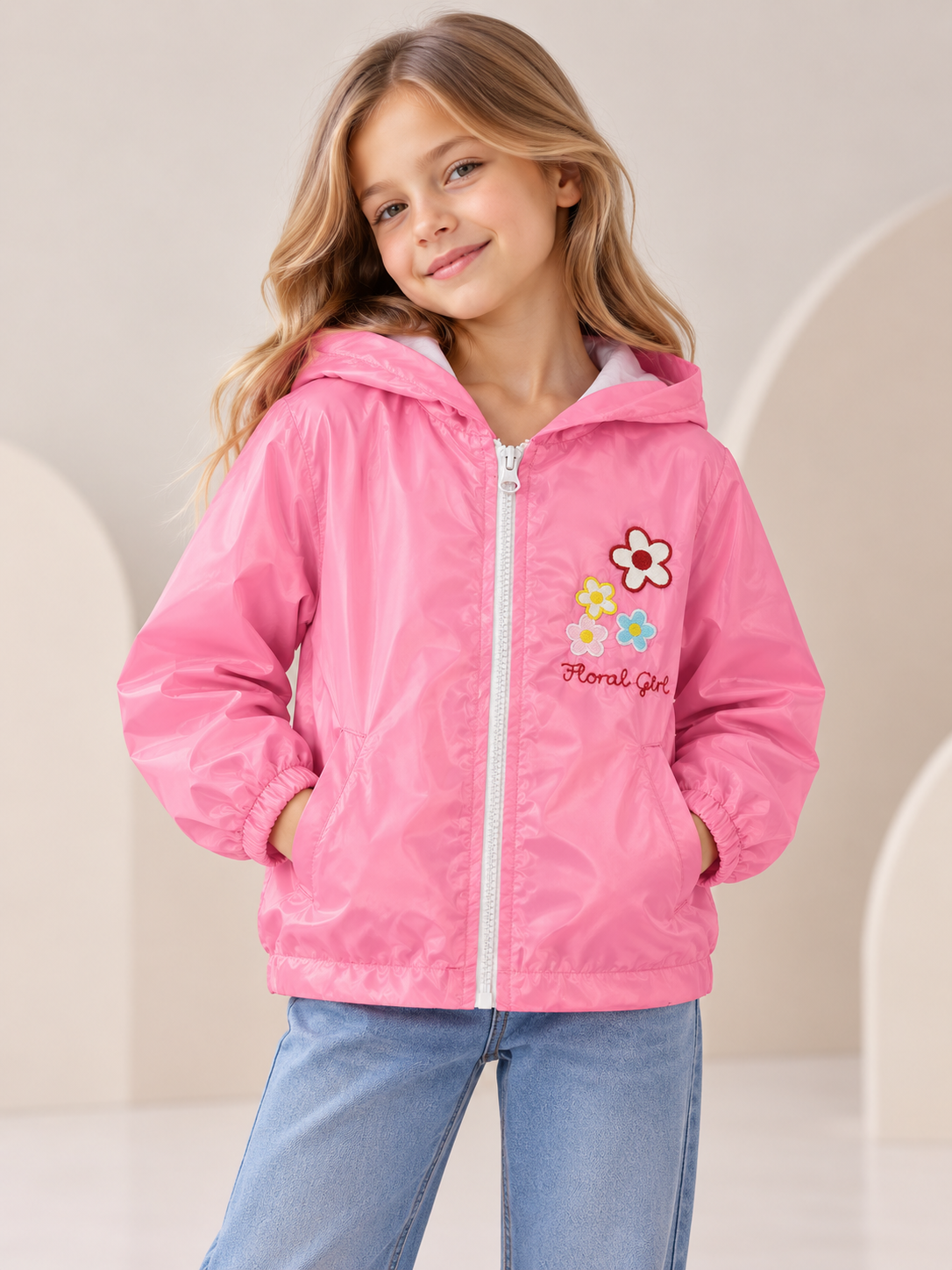 Pink Floral Girl Raincoat