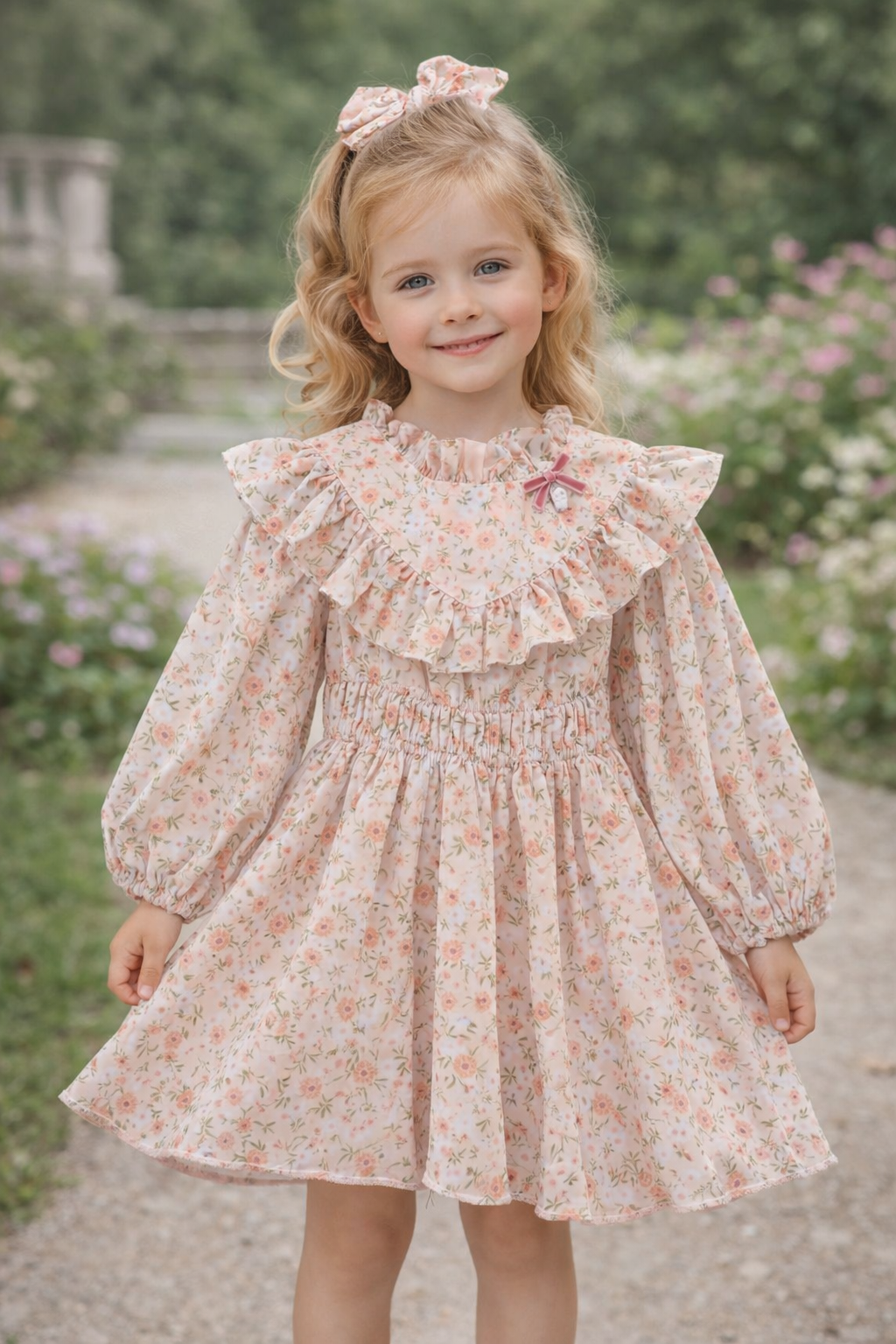 Monnarosa Milano “Rosalie Garden” Dress with Matching Scrunchie