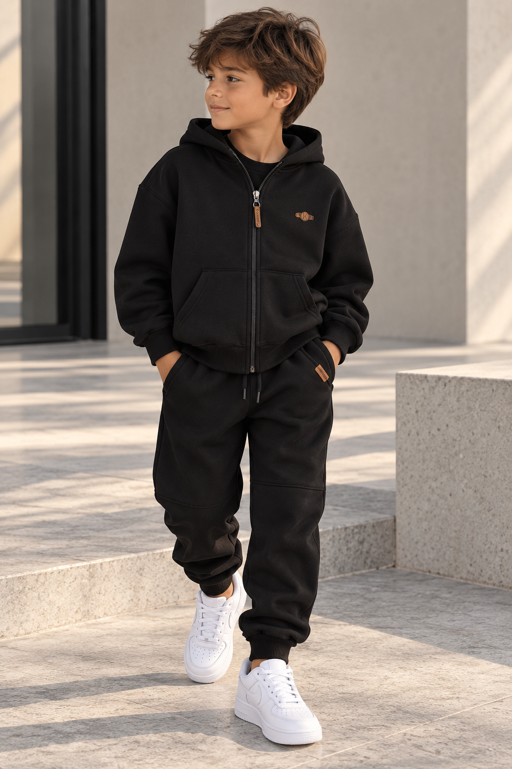 Black Fleece Zipper Tracksuit