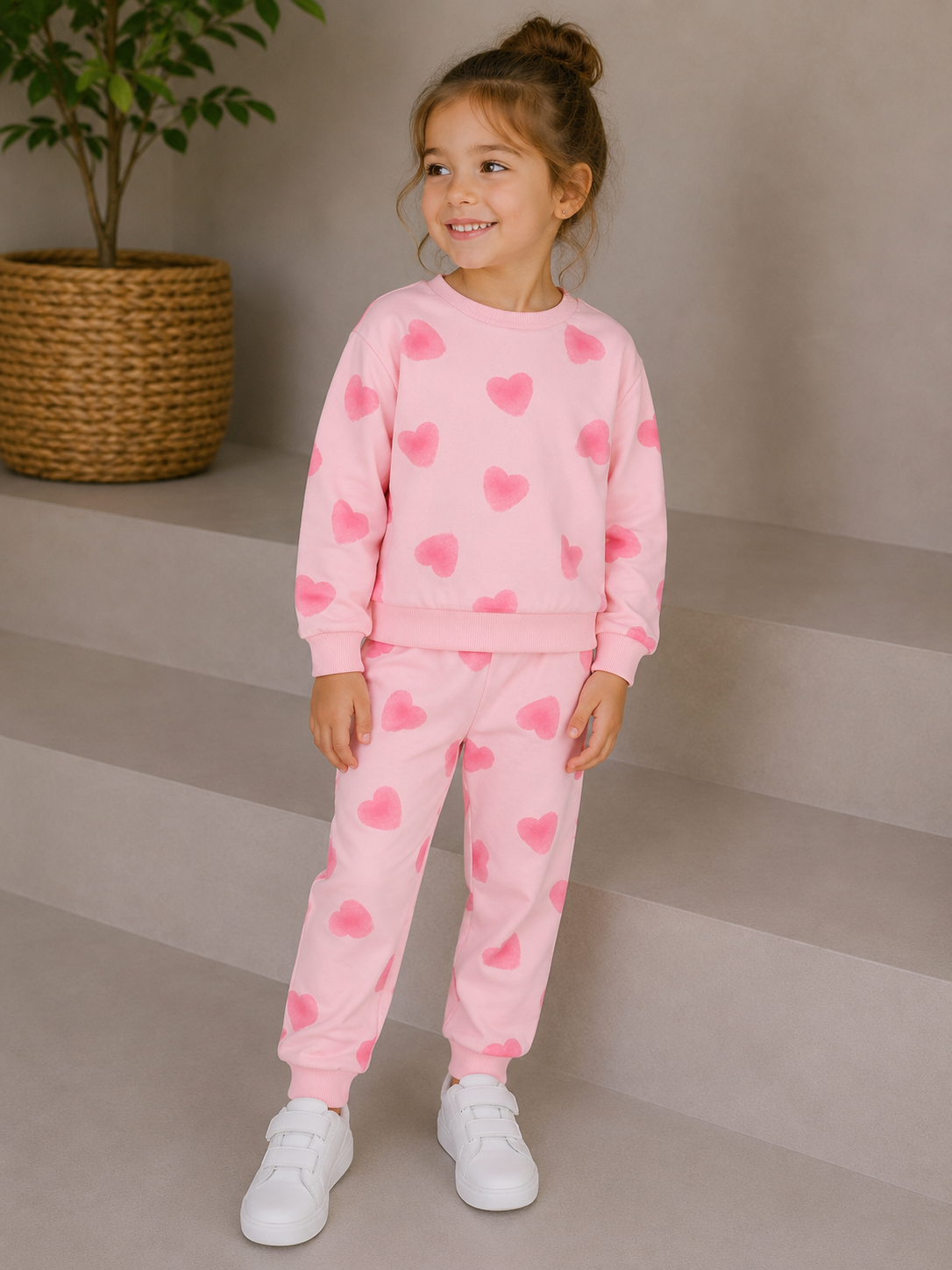 Pink Hearts Joggers Set