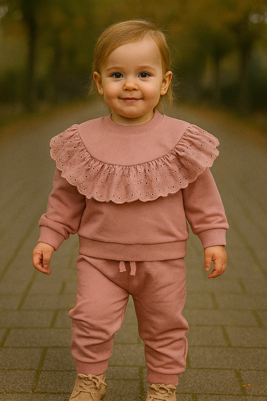 Broderie Frills Joggers Set