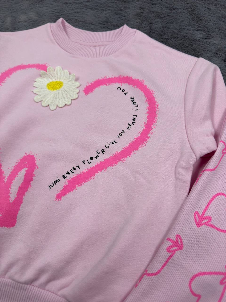 Pink Flower Heart Set