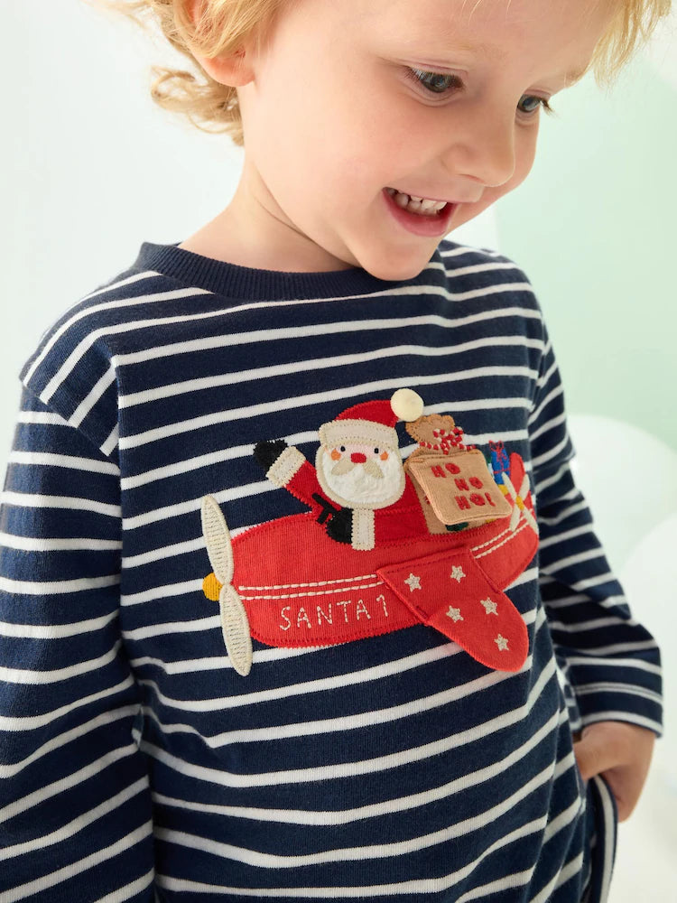 🎅 Santa’s Airplane Striped Long Sleeve Top | Original Next