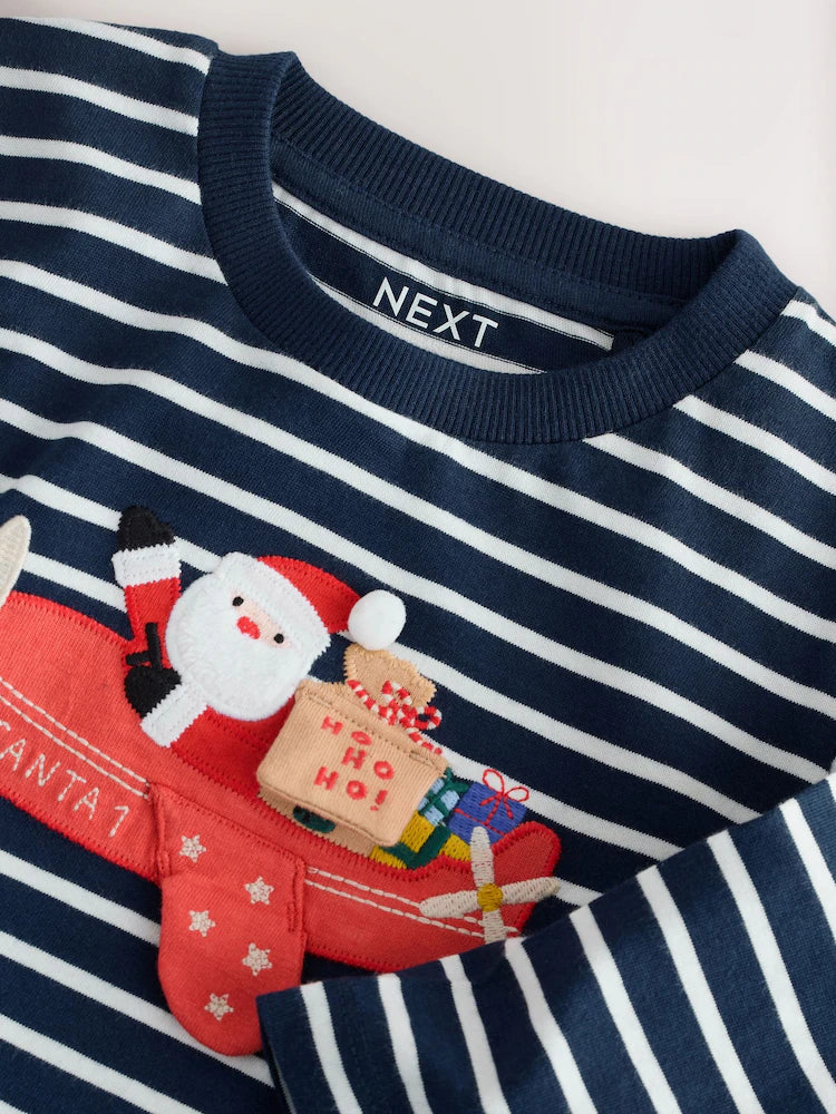🎅 Santa’s Airplane Striped Long Sleeve Top | Original Next