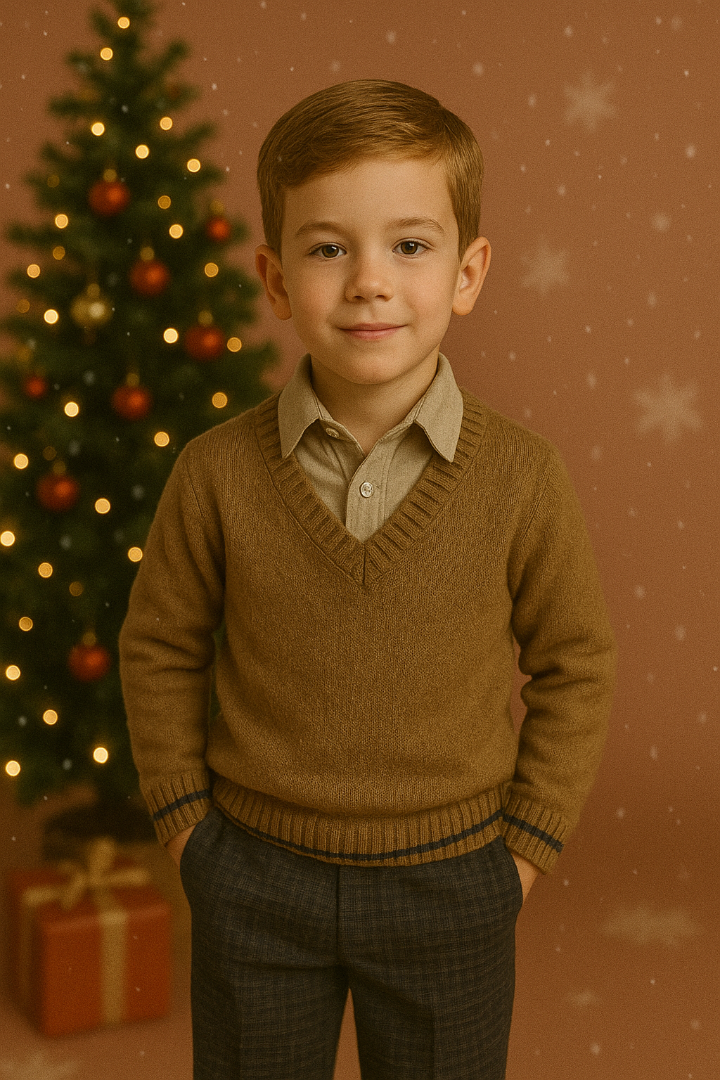 Classic Knit & Check Pants Set