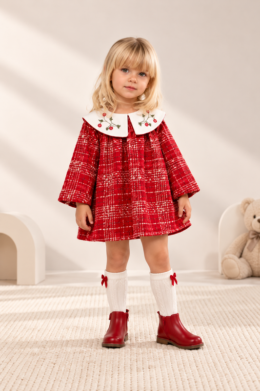 Red Collared Dress & Socks