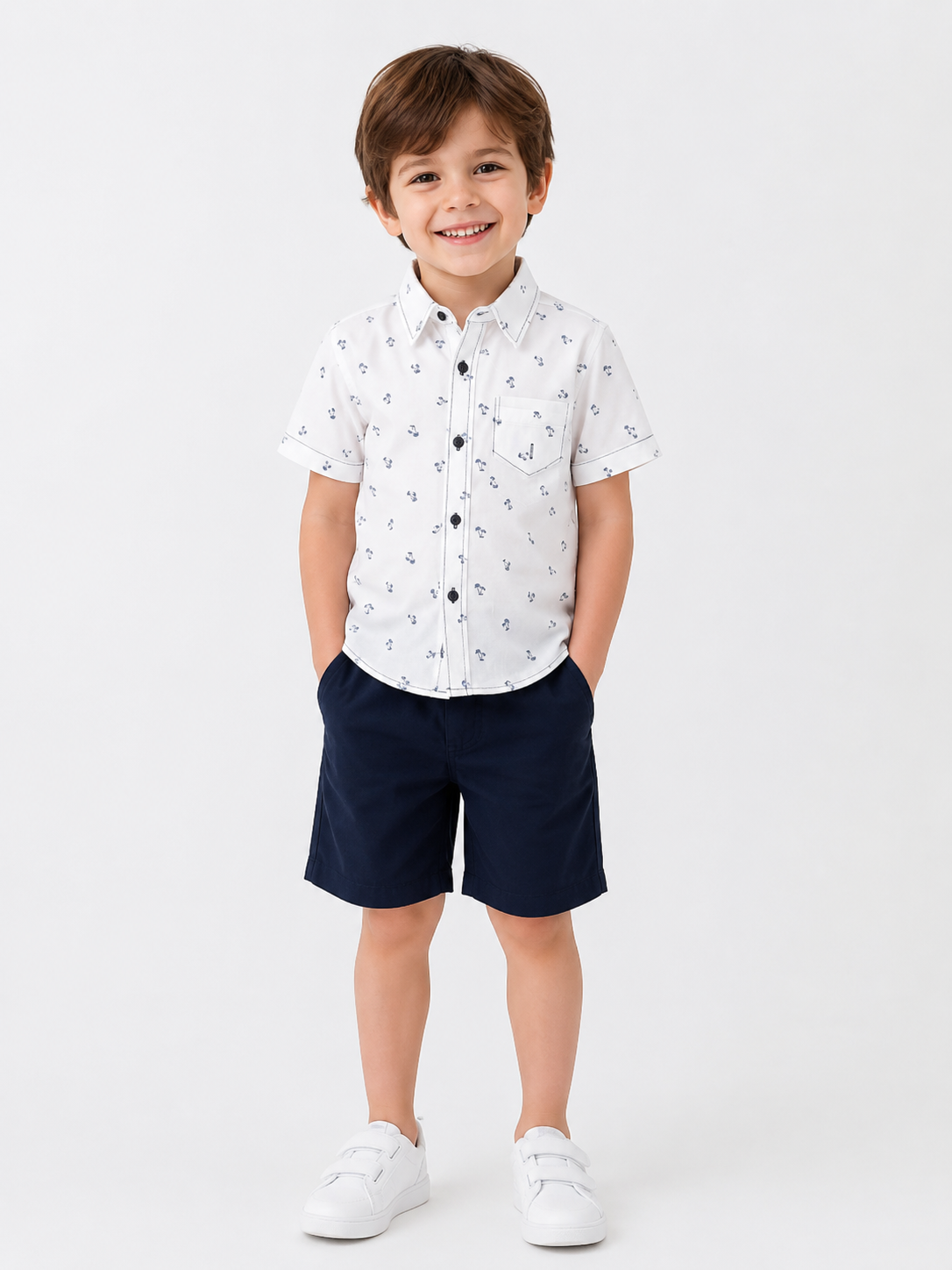 Palm Print linen Shirt Set
