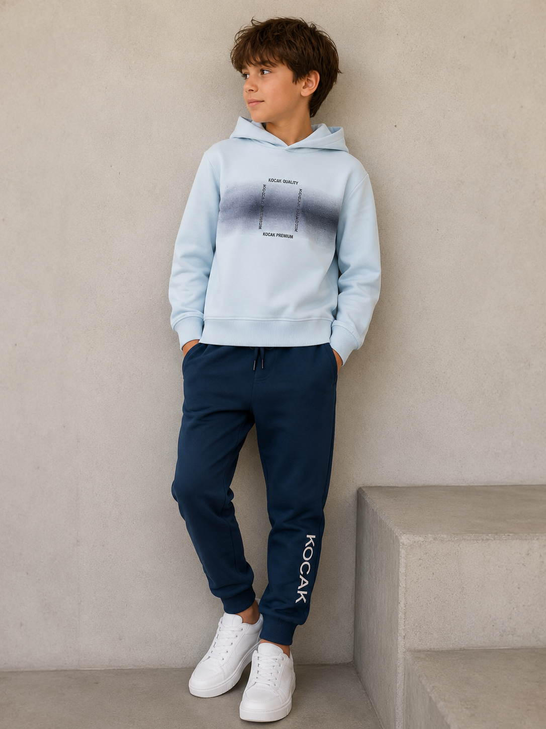 Blue and Navy Hooded Set