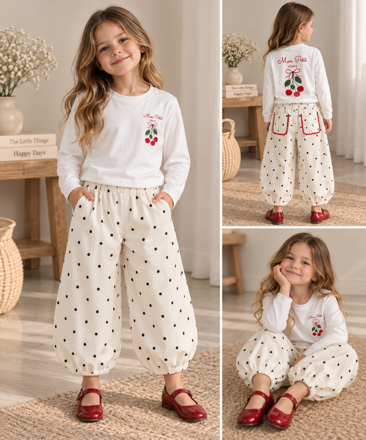 Polka Cherry Balloon Pants Set