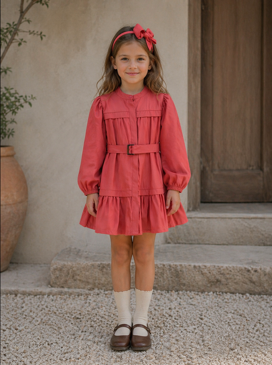 “Bella Rouge” Belted Dress with Headband