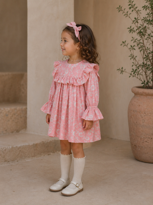 “Ruby Bloom” Floral Ruffle Dress
