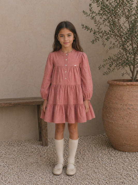 “Amelie Rose” Embroidered Tiered Dress