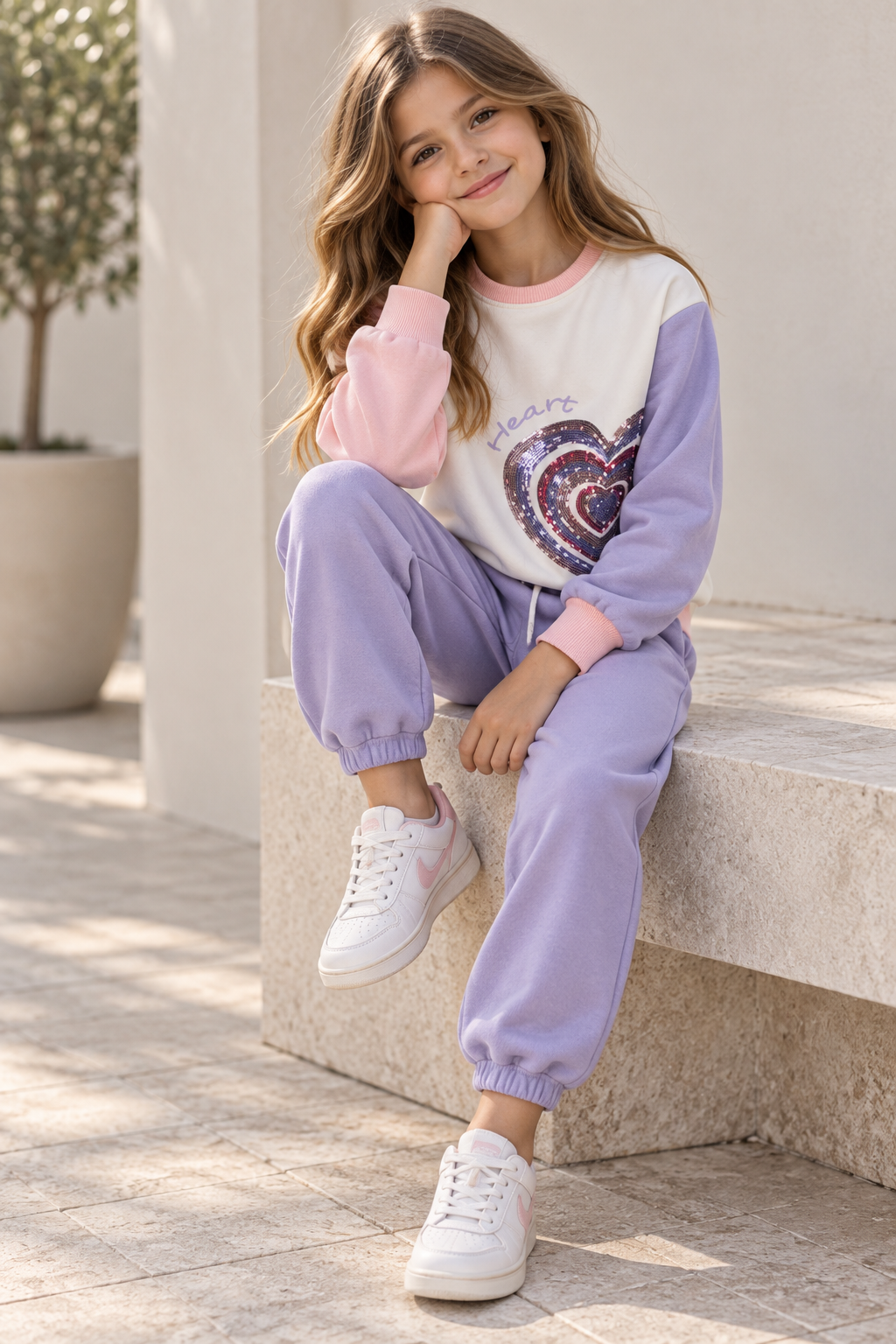 Sequin Heart Joggers Set