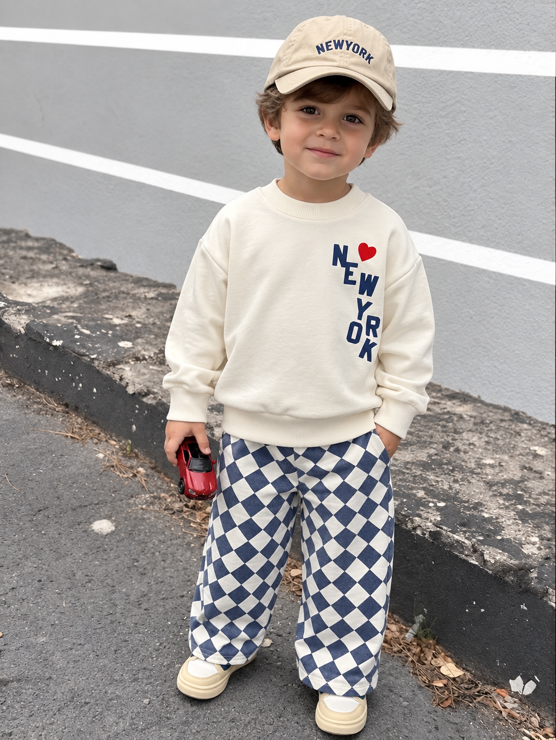 New York Wide Leg Checkered Set