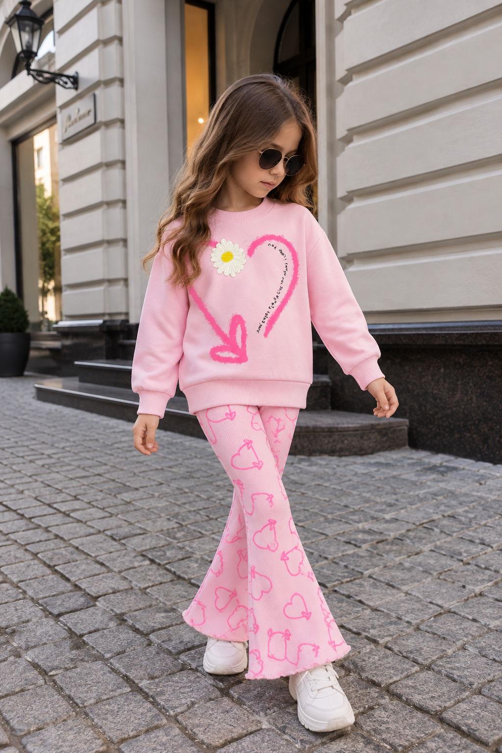 Pink Flower Heart Set