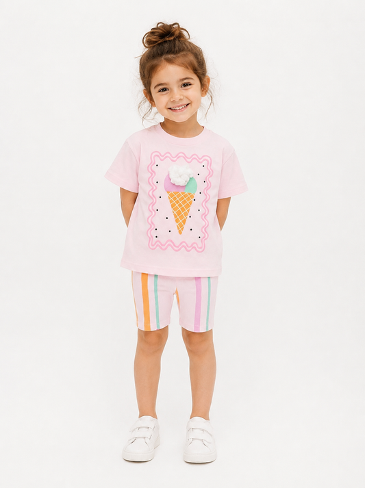 Ice Cream Biker Shorts Set