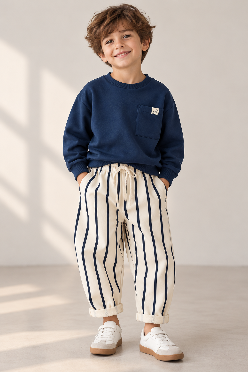 Dark Blue Smile Striped Set
