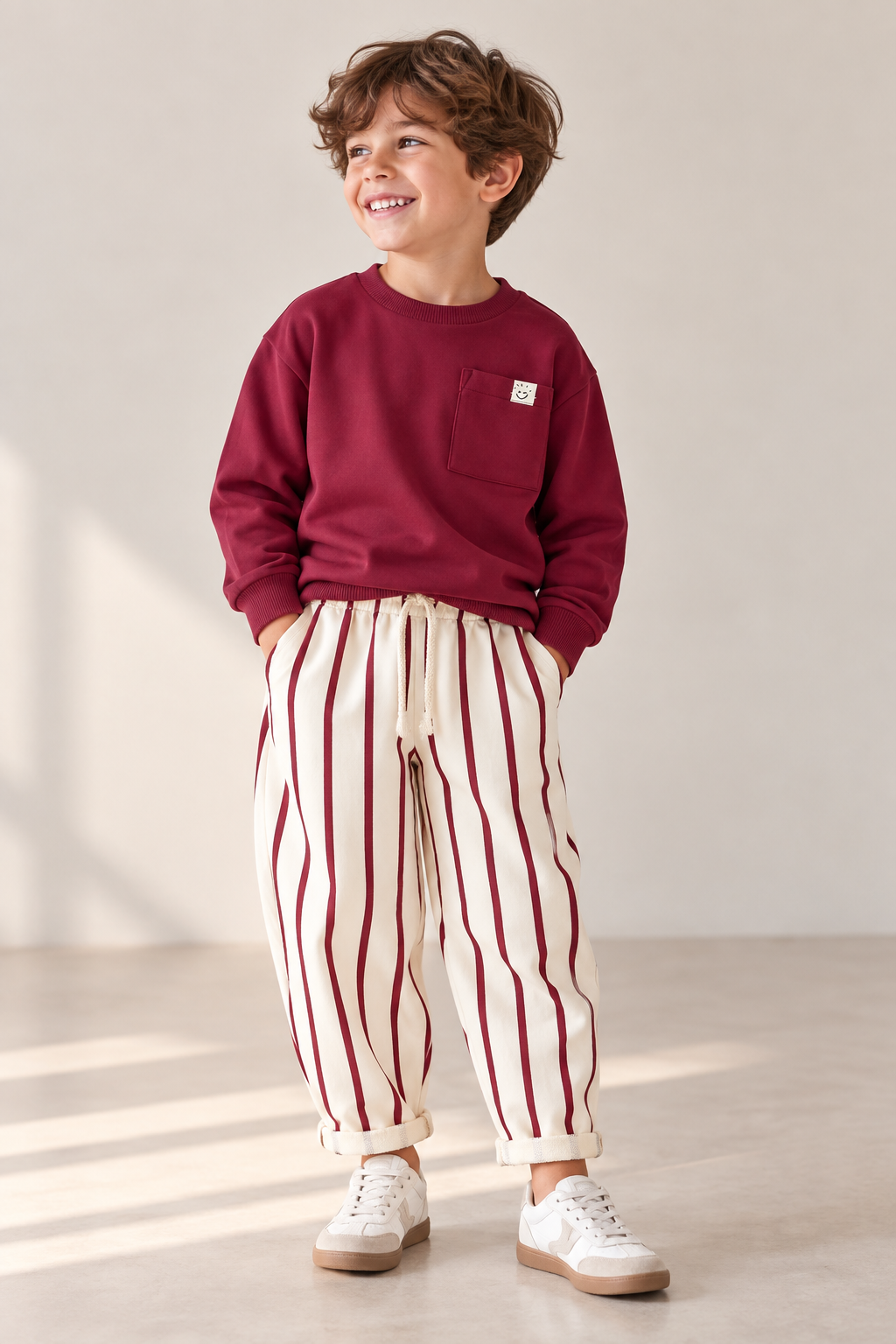 Burgundy Smile Striped Set
