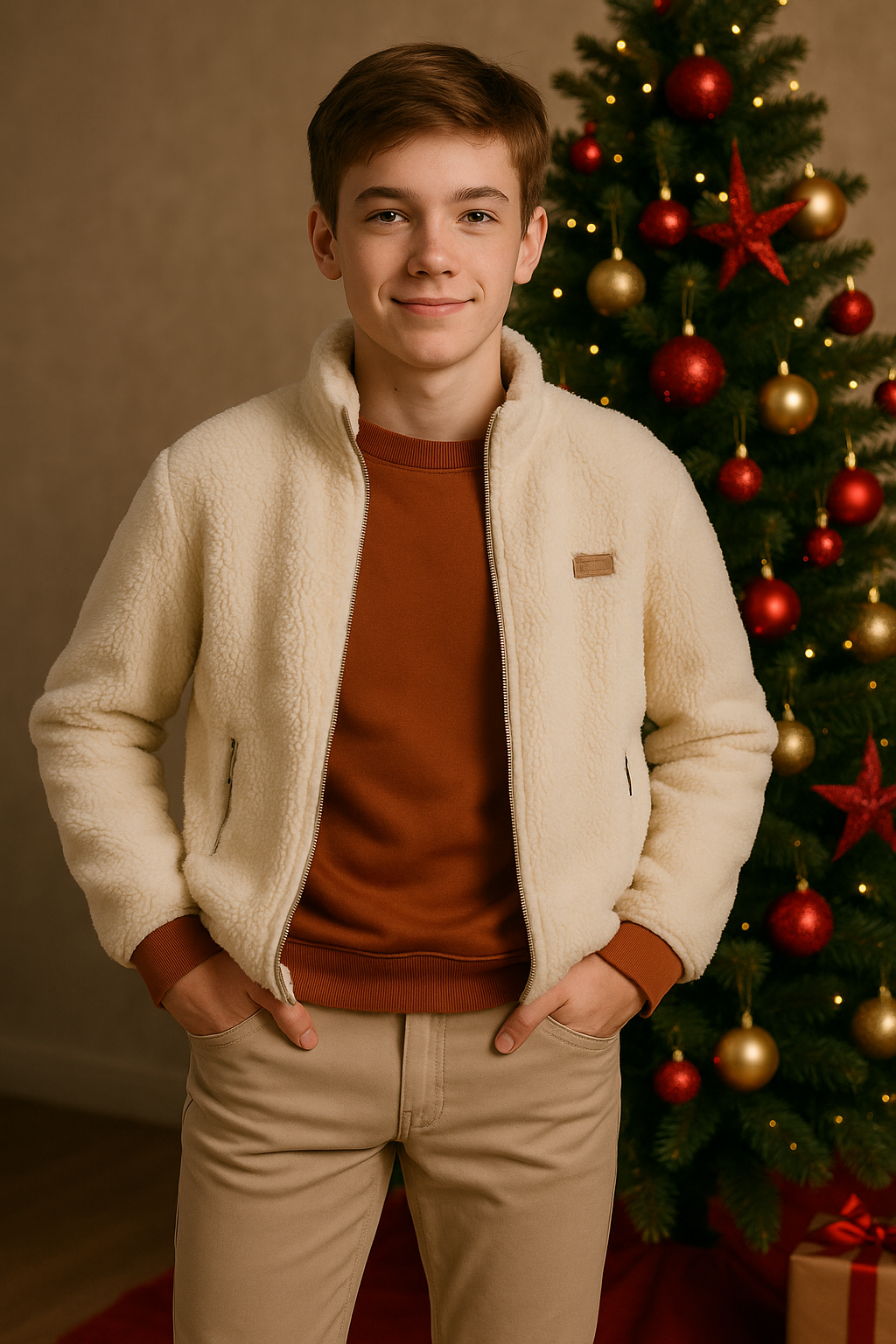 Sherpa Jacket, Sweatshirt & Pants Set