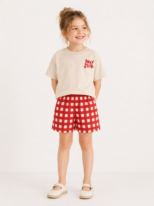 Strawberry Muslin Shorts Set
